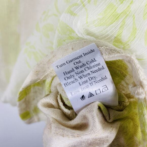 Coldwater Creek Plus Size 1X 18 Chiffon Layered Sleeveless Tank Top Green Cream - Picture 6 of 6